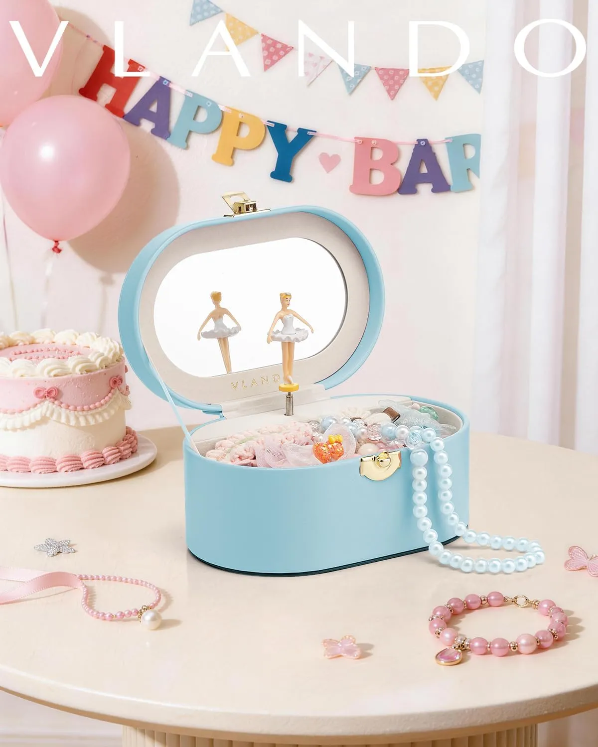 Vlando Oval Music Box soittorasia pyörivällä ballerinalla