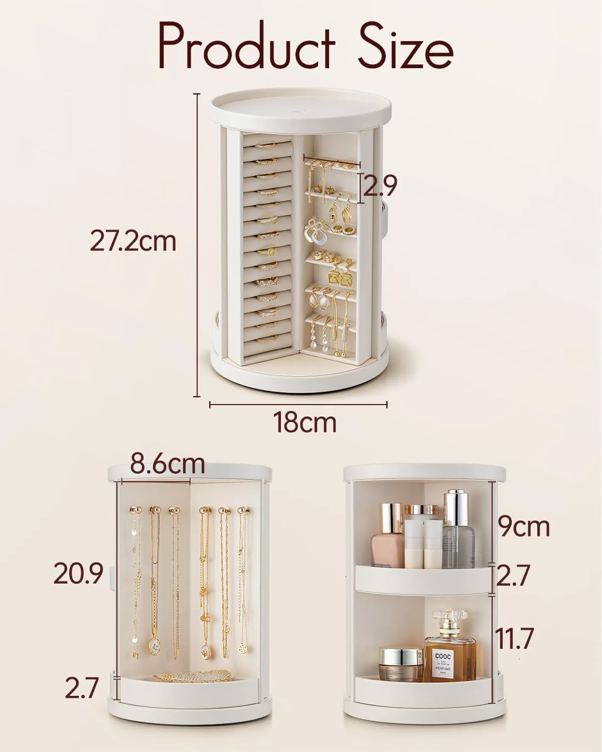 Vlando Quiet Luxe 360° pyörivä korurasia